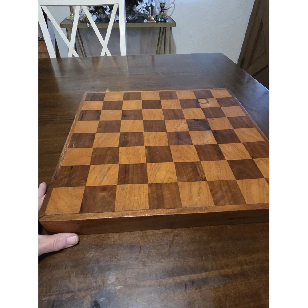 Vintage Rustic Handmade Wood Chess Tray